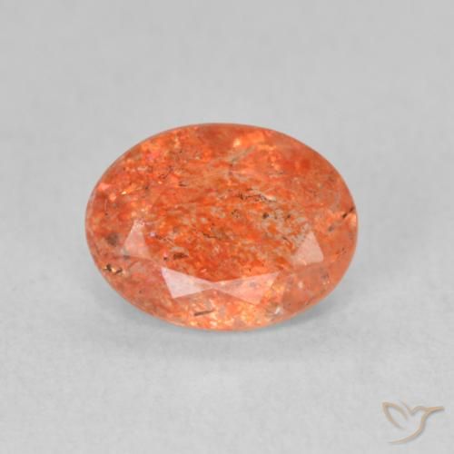 1.15ct 天然 ミディアムオレンジ サンストーン, 楕円形, 半透明