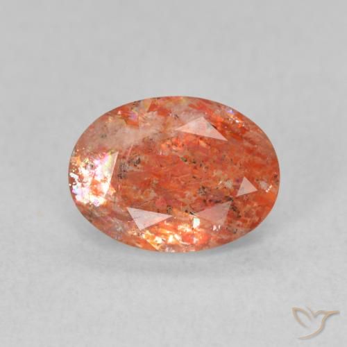 1.20ct 天然 Medium Light-Orange サンストーン, 楕円形, 半透明