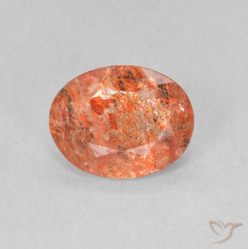 1.03ct 天然 赤みがかったオレンジ サンストーン, 楕円形, 半透明