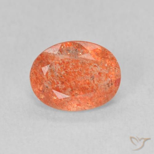 1.26ct 天然 鮮やかなオレンジ サンストーン, 楕円形, 半透明