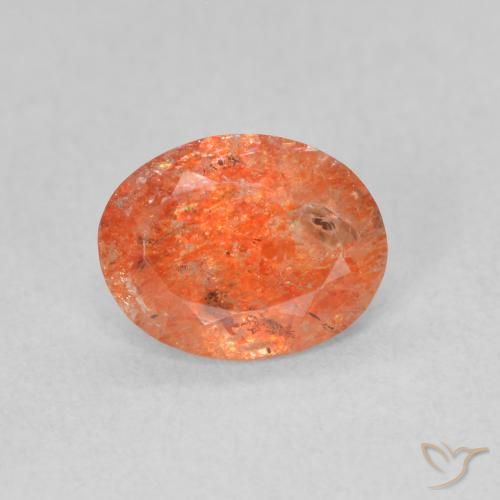 0.94ct 天然 鮮やかなオレンジ サンストーン, 楕円形, 半透明