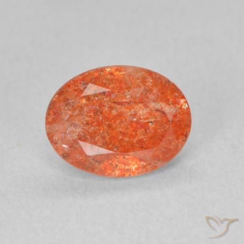 1.23ct 天然 ミディアムオレンジ サンストーン, 楕円形, 半透明