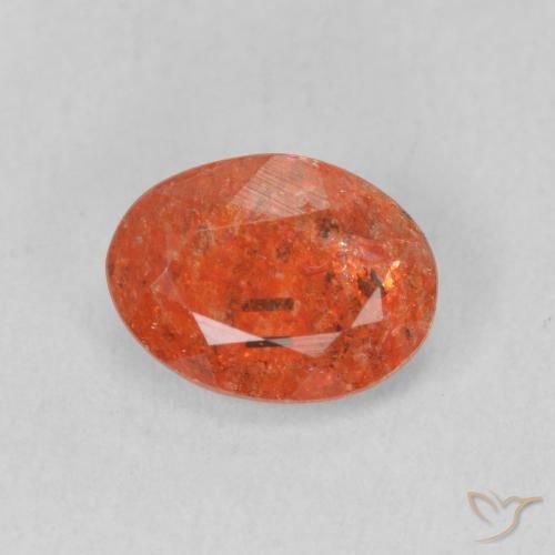 1.08ct 天然 ファイアオレンジ サンストーン, 楕円形, 半透明