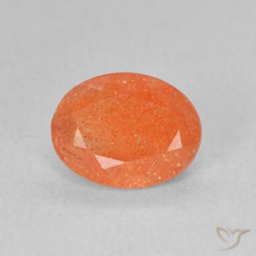 1.25ct 天然 ミディアムオレンジ サンストーン, 楕円形, 半透明
