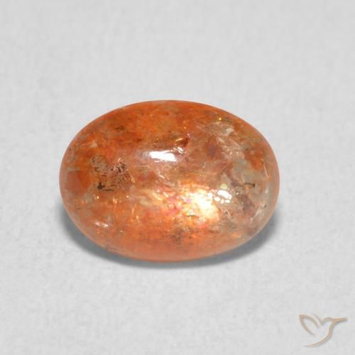 1.08ct 天然 赤みがかったオレンジ サンストーン, 楕円形, 半透明