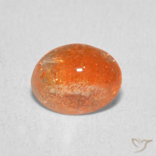 0.77ct 天然 ディープオレンジ サンストーン, 楕円形, 半透明