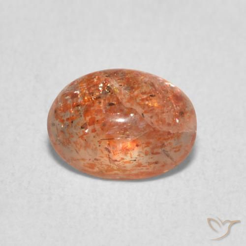 0.97ct 天然 赤みがかったオレンジ サンストーン, 楕円形, 半透明