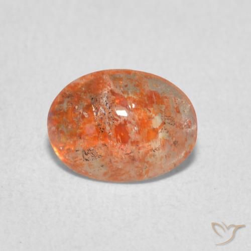 0.86ct 天然 グレープフルーツオレンジ サンストーン, 楕円形, 半透明