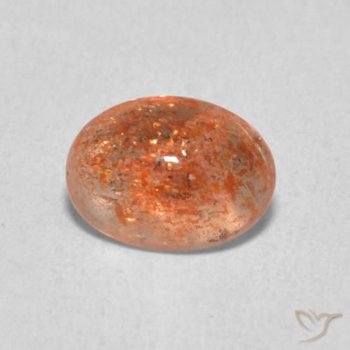1.05ct 天然 赤みがかったオレンジ サンストーン, 楕円形, 半透明