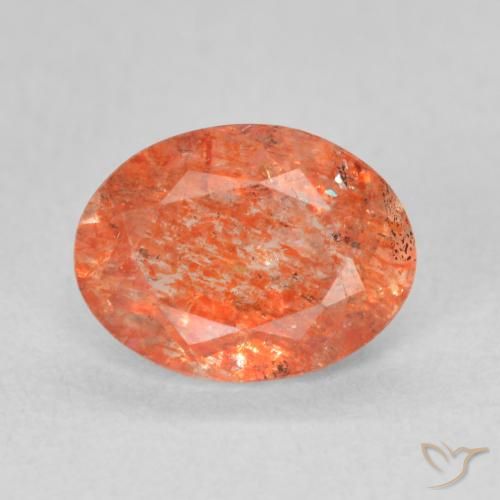 1.05ct 天然 鮮やかなオレンジ サンストーン, 楕円形, 半透明