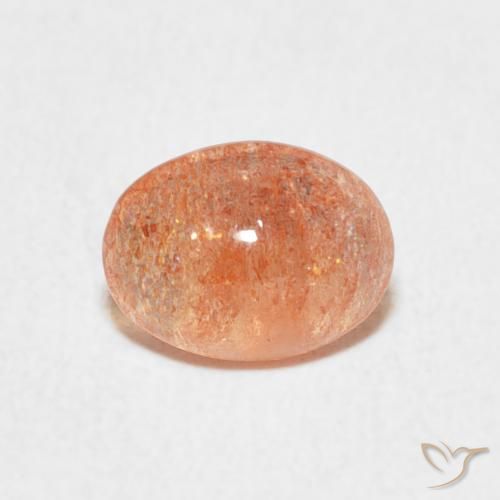 1.11ct 天然 薄いタイガーオレンジ サンストーン, 楕円形, 半透明