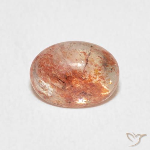 1.08ct 天然 薄いタイガーオレンジ サンストーン, 楕円形, 半透明