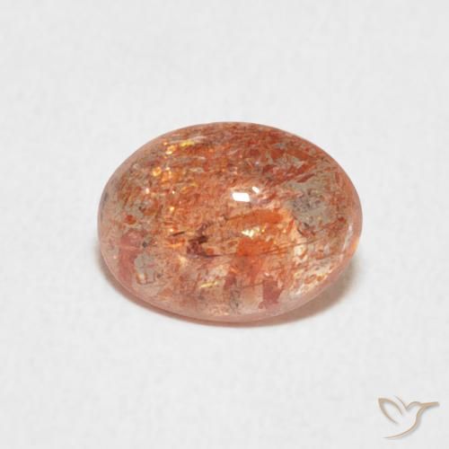 1.08ct 天然 赤みがかったオレンジ サンストーン, 楕円形, 半透明