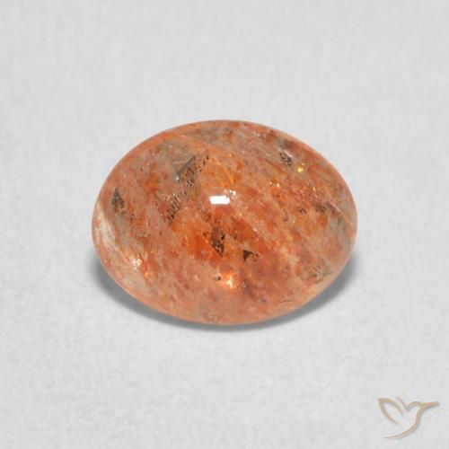 1.17ct 天然 ミディアムオレンジ サンストーン, 楕円形, 半透明