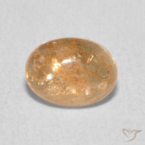 1.33ct 天然 薄いピーチオレンジ サンストーン, 楕円形, 半透明