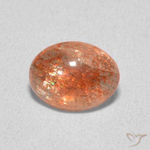 1.05ct 天然 赤みがかったオレンジ サンストーン, 楕円形, 半透明
