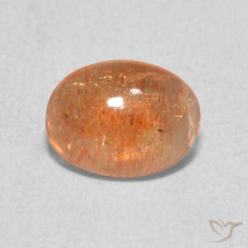 1.26ct 天然 Medium Light-Orange サンストーン, 楕円形, 半透明