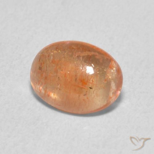 1.26カラットの天然Medium Light-Orangeサンストーン、楕円形、半透明