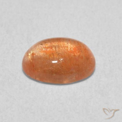 1.26カラットの天然Medium Light-Orangeサンストーン、楕円形、半透明