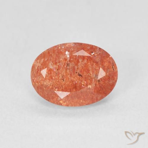 1.15ct 天然 赤みがかったオレンジ サンストーン, 楕円形, 半透明