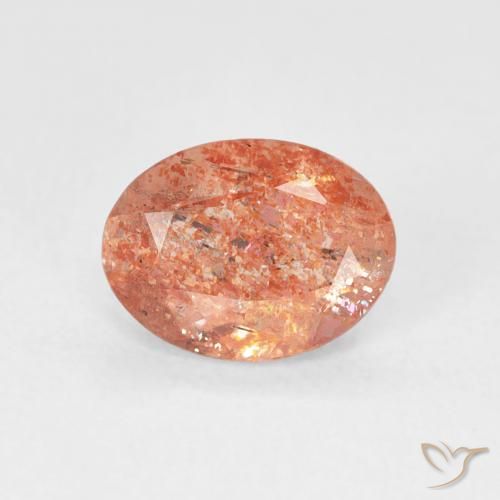 1.14ct 天然 グレープフルーツオレンジ サンストーン, 楕円形, 半透明