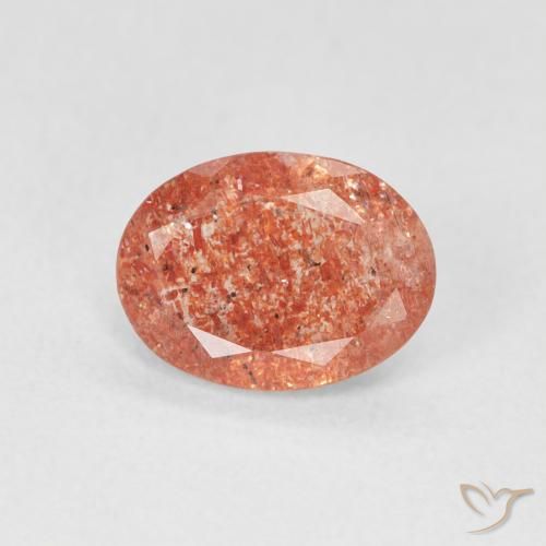 0.99ct 天然 グレープフルーツオレンジ サンストーン, 楕円形, 半透明
