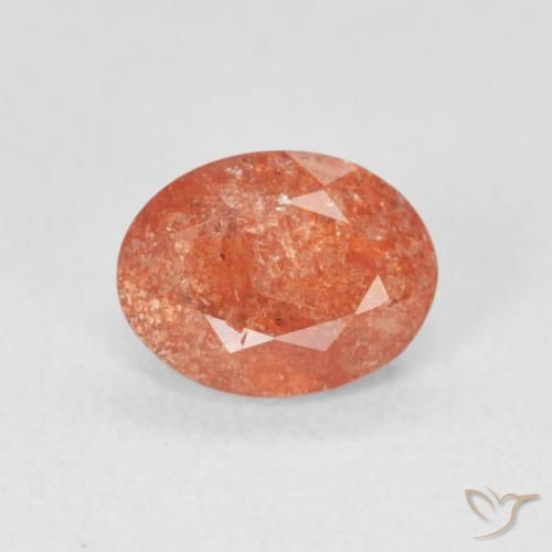 1.22ct 天然 グレープフルーツオレンジ サンストーン, 楕円形, 半透明