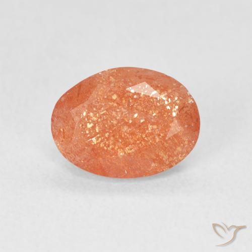 1.23ct 天然 赤みがかったオレンジ サンストーン, 楕円形, 半透明