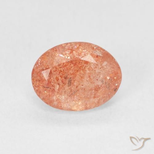 1.40ct 天然 グレープフルーツオレンジ サンストーン, 楕円形, 半透明