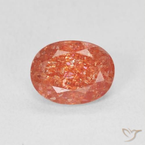 1.12ct 天然 グレープフルーツオレンジ サンストーン, 楕円形, 半透明