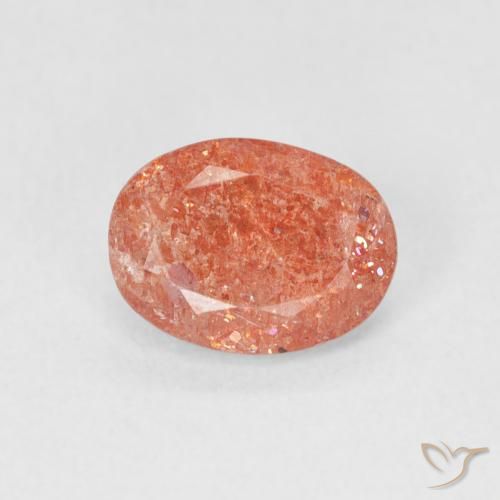 1.05ct 天然 赤みがかったオレンジ サンストーン, 楕円形, 半透明