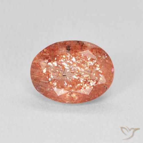1.20ct 天然 グレープフルーツオレンジ サンストーン, 楕円形, 半透明