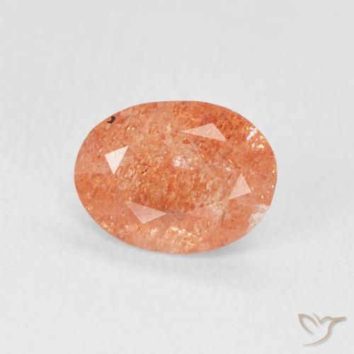 1.20ct 天然 赤みがかったオレンジ サンストーン, 楕円形, 半透明