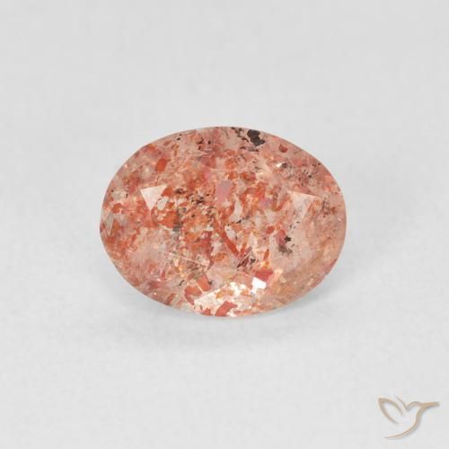 0.96ct 天然 グレープフルーツオレンジ サンストーン, 楕円形, 半透明