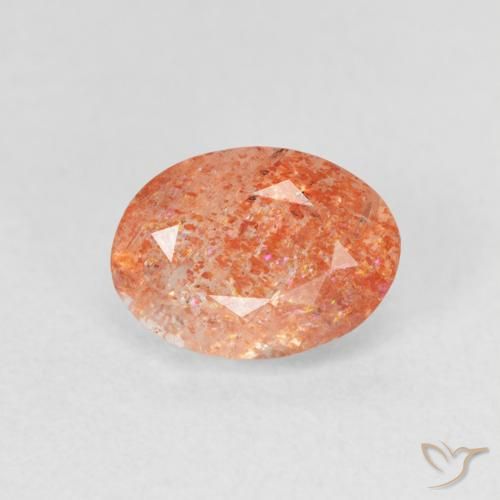 1.20ct 天然 Medium Light-Orange サンストーン, 楕円形, 半透明