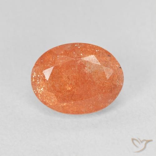 1.44ct 天然 ディープオレンジ サンストーン, 楕円形, 半透明