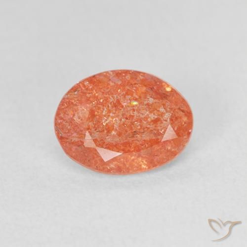 1.04ct 天然 鮮やかなオレンジ サンストーン, 楕円形, 半透明