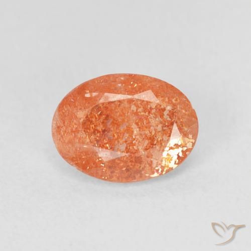 1.09ct 天然 鮮やかなオレンジ サンストーン, 楕円形, 半透明