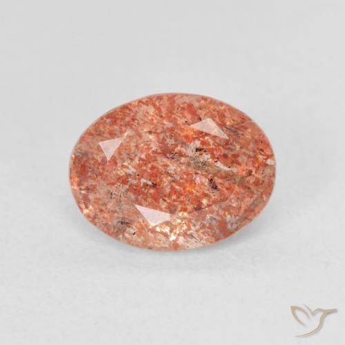 1.31ct 天然 赤みがかったオレンジ サンストーン, 楕円形, 半透明