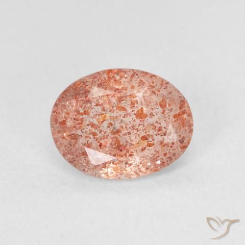 1.13ct 天然 赤みがかったオレンジ サンストーン, 楕円形, 半透明