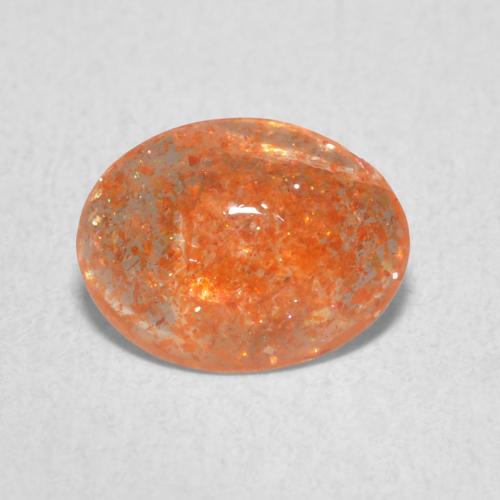 1.11ct 天然 ディープオレンジ サンストーン, 楕円形, 半透明