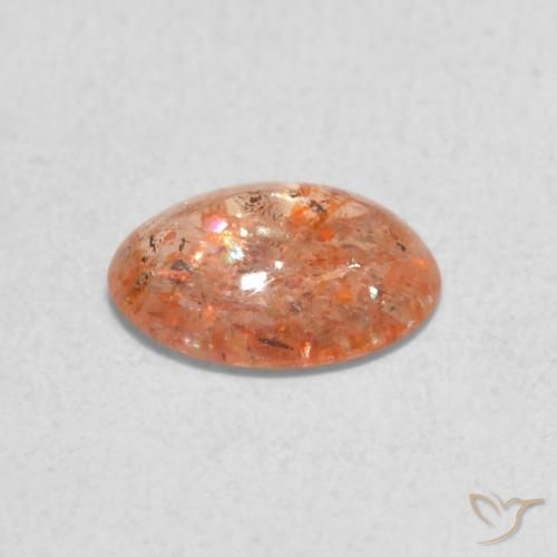 0.84カラットの天然Medium Light-Orangeサンストーン、楕円形、半透明