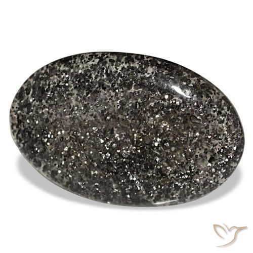 25.54カラットの天然黒サンストーン（30.1×19.3 mm・オーバルカット）