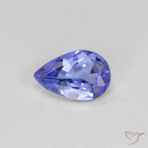0.34ct 天然 濃いバイオレットブルー タンザナイト, 洋梨の形, VS
