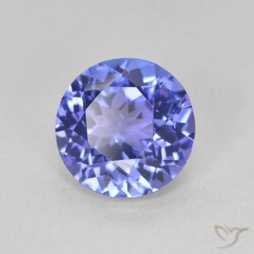2.17ct 天然 濃いバイオレットブルー タンザナイト, ラウンド, VVS