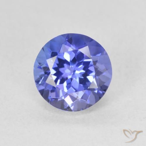 1.42ct 天然 濃いバイオレットブルー タンザナイト, ラウンド, VVS