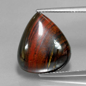 13.07カラットの天然マルチカラーTiger's Eye Matrix（16.8×14.9 mm・洋梨の形）