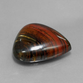 13.07カラットの天然マルチカラーTiger's Eye Matrix（16.8×14.9 mm・洋梨の形）