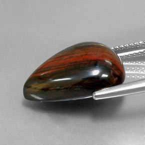 13.07カラットの天然マルチカラーTiger's Eye Matrix（16.8×14.9 mm・洋梨の形）