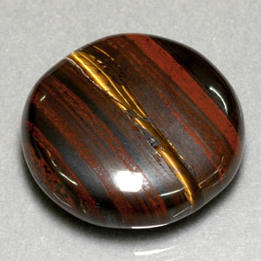 31.63カラットの天然マルチカラーTiger's Eye Matrix（21.34 mm・ラウンドカット）